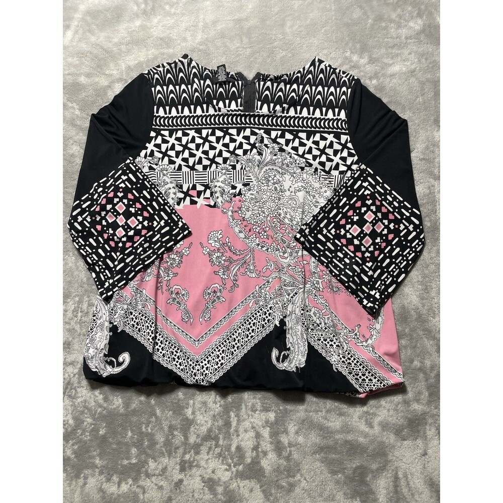 Alfani Geometric Blouse Mid Sleeve Women’s Blouse 2X Back Zipper